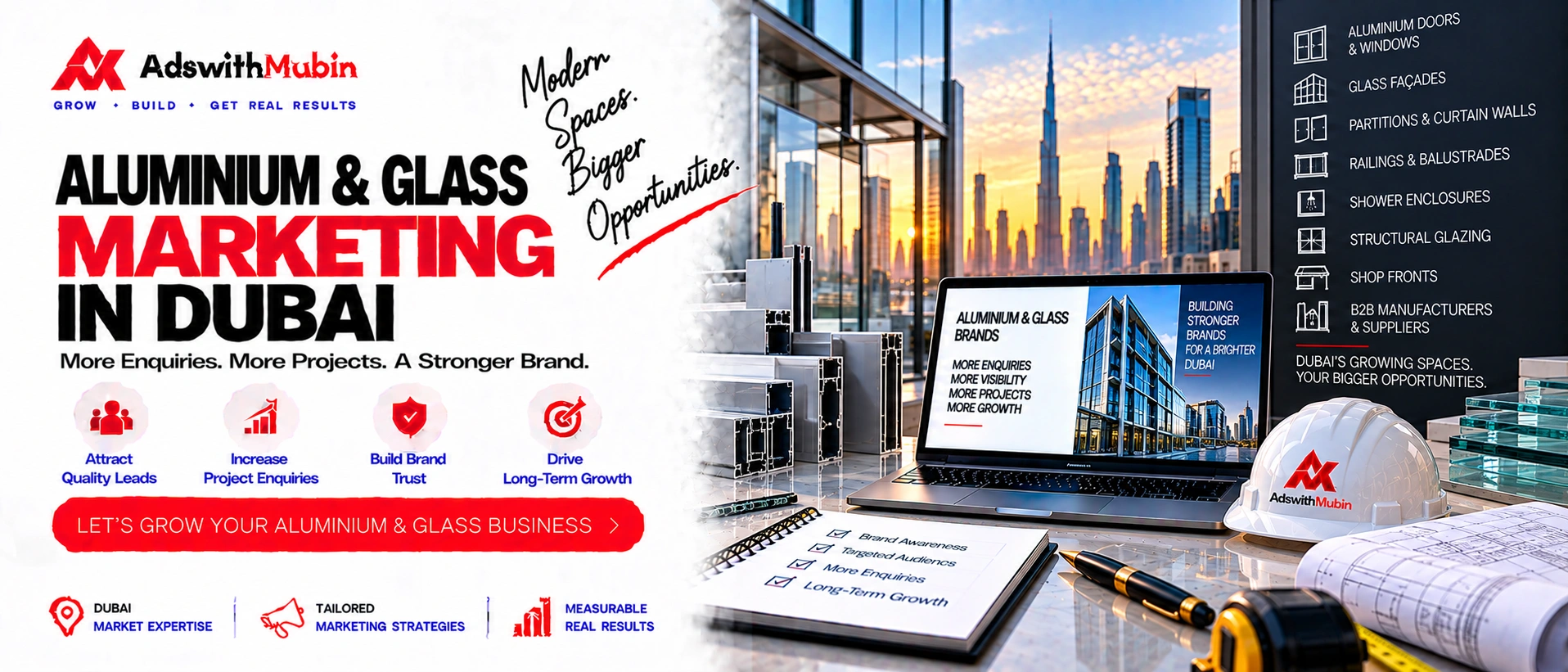 aluminium and glass marketing in dubai