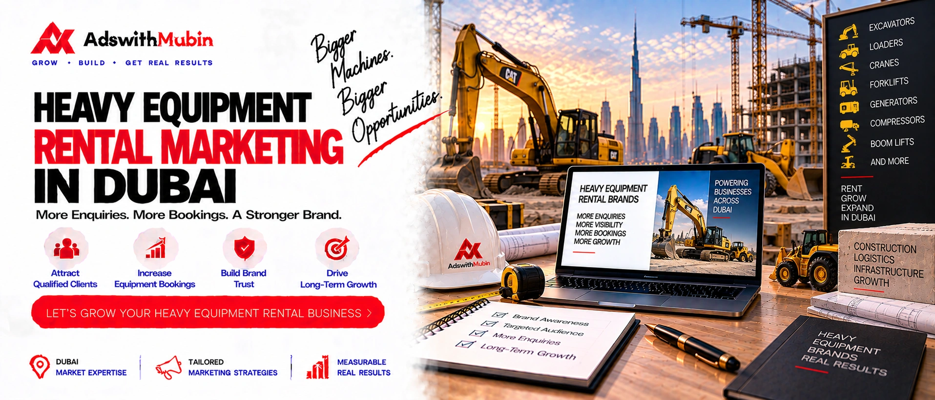 heavy equipment rental marketing in dubai