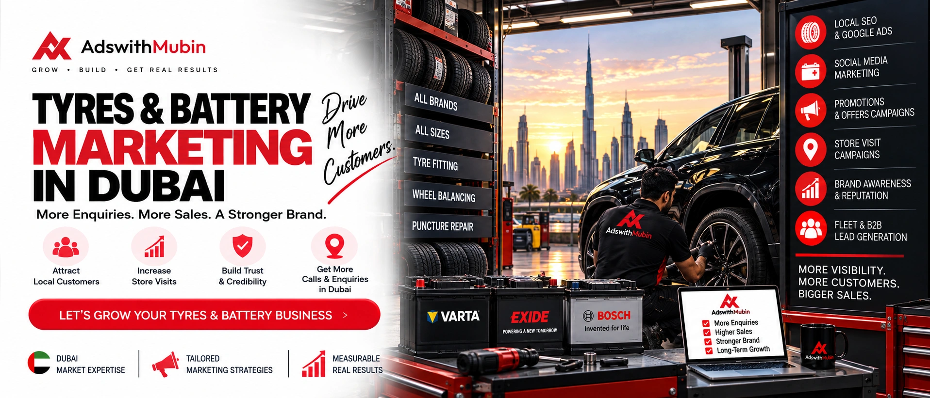 tyres and battery marketing in dubai